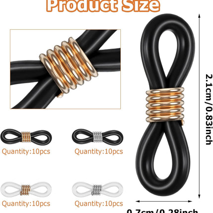 Eyeglass Chain Ends, 40 Pcs Adjustable Silicone Eyeglasses Chain Connector Anti Slip Glasses Chains Rubber Loops Eyeglass Strap Retainer for Eye Glasses Sunglasses Holder Necklace Chains