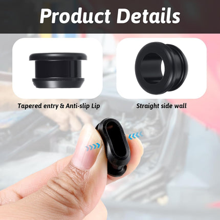 10 Pcs 5/8 Inch Drill Hole Rubber Grommets 1/2 Inch ID, Silicone Top Hat Grommets Firewall Grommet for Wiring Automotive Firewall Hole Plug, Metal Electric Box, Wires Cables Protection
