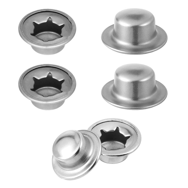 3/8 Push on Pushnut Caps 6 Pcs 3/8 Axle Cap Nut Spring Steel for Rolling Bins Lawn Push Wagons Hand Trucks