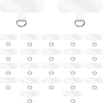 24 Pieces Phone Tether Tab, Clear Cell Phones Lanyard Pads Universal Phone Charm Holder Transparent Lanyard Patch Strap Replacement Part for Most Smartphones, No Adhesive