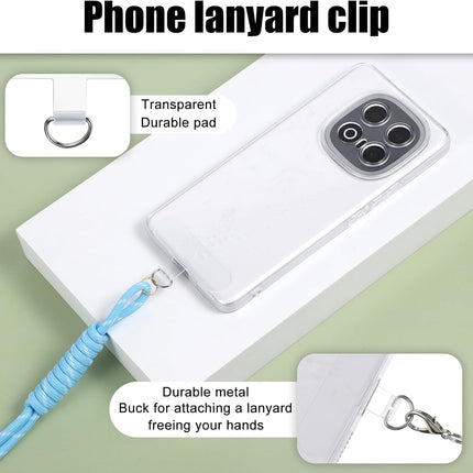 24 Pieces Phone Tether Tab, Clear Cell Phones Lanyard Pads Universal Phone Charm Holder Transparent Lanyard Patch Strap Replacement Part for Most Smartphones, No Adhesive