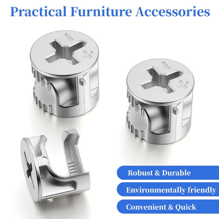 10 Pcs Cam Locks for Furniture, 12x10 mm Furniture Connecter Cam Lock Cabinet Drawer Fastener, Eccentric Locking Nuts Connectors Furnitures Repair Assembly Hardware Parts Fastener for Wardrobe Dresser