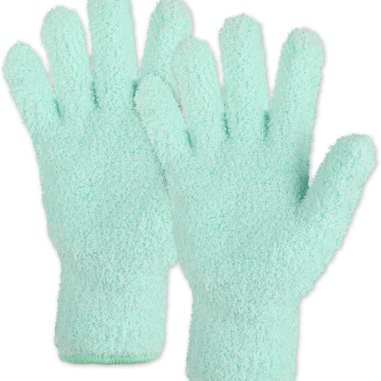 2 PCS Dusting Gloves for House Cleaning, Microfiber Coral Fleece Cleaning Mittens Reusable Washable Household Gloves for Plants Cars Blinds Lamps and Hard to Reach Corners (Cyan)