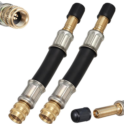 2 Pcs Valve Stem Extension, 3.93 Inches Flexible Brass Valve Stem Extension Adapter, Universal Fit Durable Design Bike Pump Tire Adapter for Car, Truck, RV, Motorcycle, Bike, Scooter