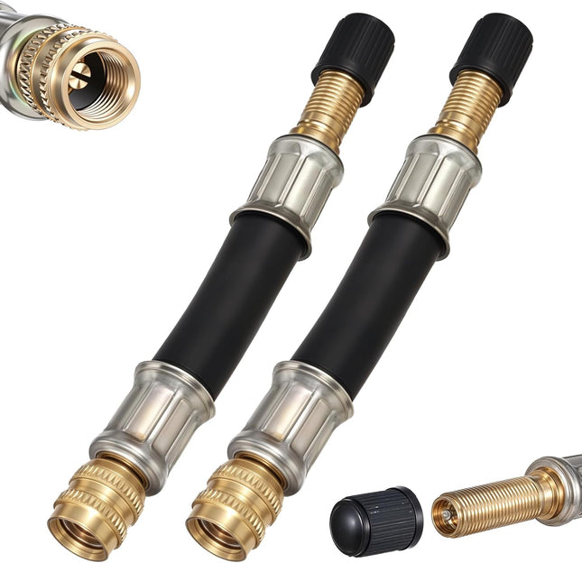 2 Pcs Valve Stem Extension 3.93 Inches Flexible Brass Valve Stem Extension Adapter Universal Fit