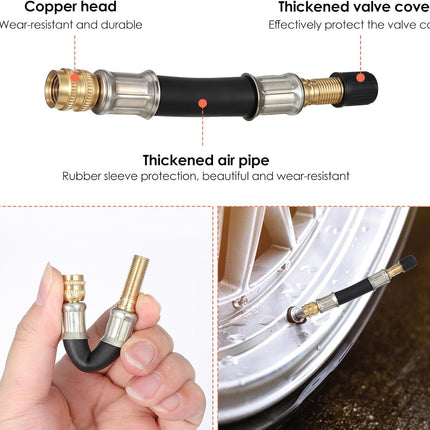 2 Pcs Valve Stem Extension, 3.93 Inches Flexible Brass Valve Stem Extension Adapter, Universal Fit Durable Design Bike Pump Tire Adapter for Car, Truck, RV, Motorcycle, Bike, Scooter