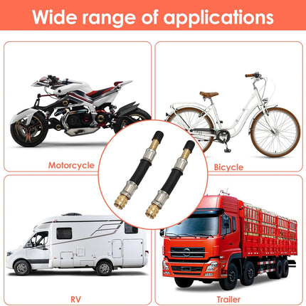 2 Pcs Valve Stem Extension, 3.93 Inches Flexible Brass Valve Stem Extension Adapter, Universal Fit Durable Design Bike Pump Tire Adapter for Car, Truck, RV, Motorcycle, Bike, Scooter