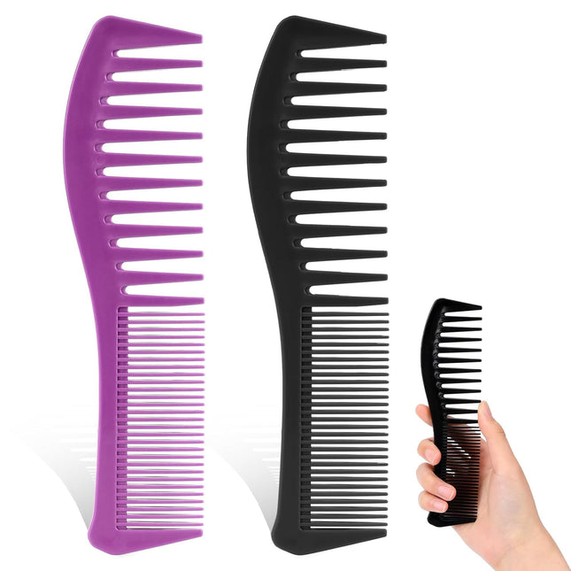Plastic Comb All-Purpose Hair Grooming Set (Purple V1258-DP02-A-2440 in Black / Purple