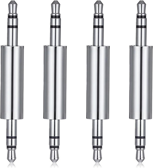 3.5 mm Male to Male Audio Cable Connector 4 Pack 1/8 Audio Jack Stereo Jack Adapter Metal Silver Headphone