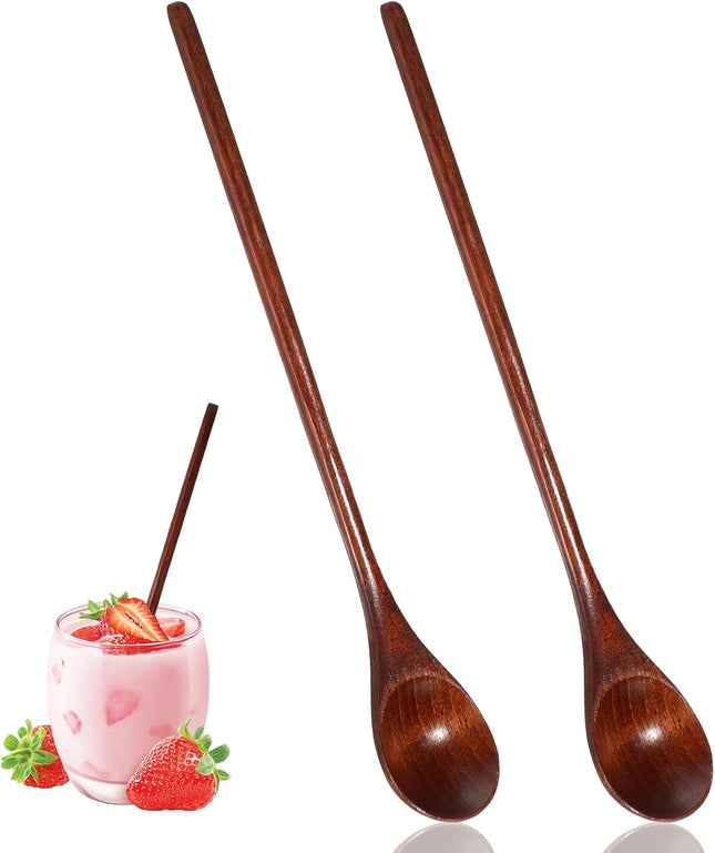 2 PCS Wooden Spoons for Honey Long Handle Mixing Wooden Spoon 7.8 Inch Honey Spoons V1258-DP02-A-2455