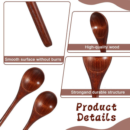 2 PCS Wooden Spoons for Honey, Long Handle Mixing Wooden Spoon 7.8 Inch Honey Spoons Matcha Spoon for Stirring Brown Cocktail Stirrer Mixing Teaspoon for Home Kitchen Bar Restaurant