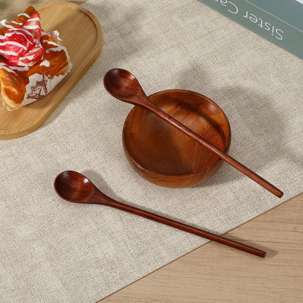 2 PCS Wooden Spoons for Honey, Long Handle Mixing Wooden Spoon 7.8 Inch Honey Spoons Matcha Spoon for Stirring Brown Cocktail Stirrer Mixing Teaspoon for Home Kitchen Bar Restaurant