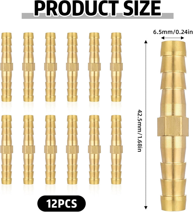 1/4 Inch Hose Barb Fitting 12 Pcs Brass Splicer Mender Barbed Connector Air Hose Fittings – product detail