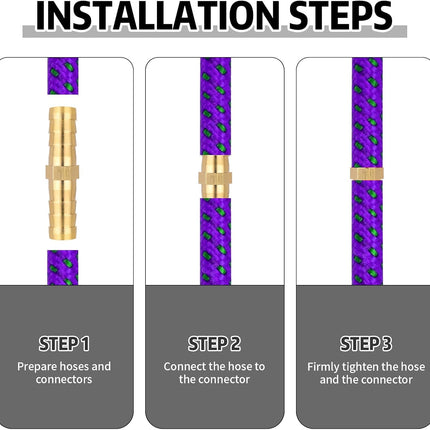 1/4 Inch Hose Barb Fitting, 12 Pcs Brass Splicer Mender Barbed Connector Air Hose Fittings Metal Air Line Repair Kit Garden Straight Watertight Hoses Connectors for Water, Fuel, Oil