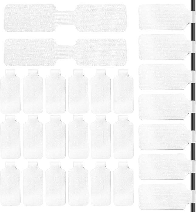 60 Pcs Cable Labels White Nylon Self-Adhesive Wire Labels Writable Reusable Cord Tags Electrical