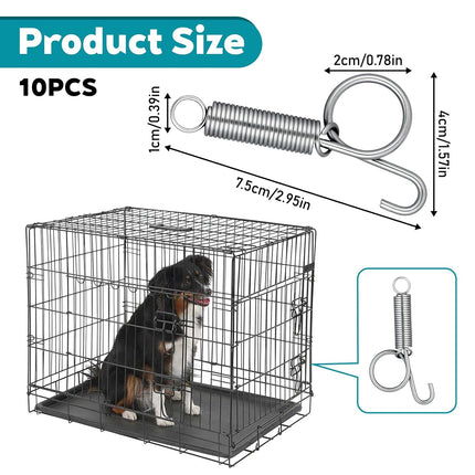 10 Pack Spring Cage Latch Door Spring Hook, Pet Door Latch Metal Finger Pet Cage Lock Wire Clips Rabbit Cages Accessories for Rabbit, Dog, Cat, Parrot, Guinea Pig, Small Animal Cages Doors (Large)