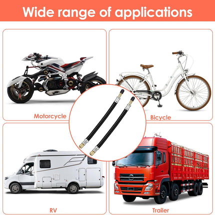 2 Pcs Valve Stem Extension, 8.25 Inch Tire Rubber Valve Extension Tube Extender Flexible Portable Universal Brass Air Inflation Hose Extensions Adapter for Car, Truck, Motorcycle, Bike, Scooter