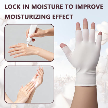 3 Pairs White Cotton Gloves - Fingerless Moisturizing Gloves - Eczema White Gloves for Dry Hands - Soft Sleep Glove for Eczema and Moisturizing Overnight - One Size Fits Most