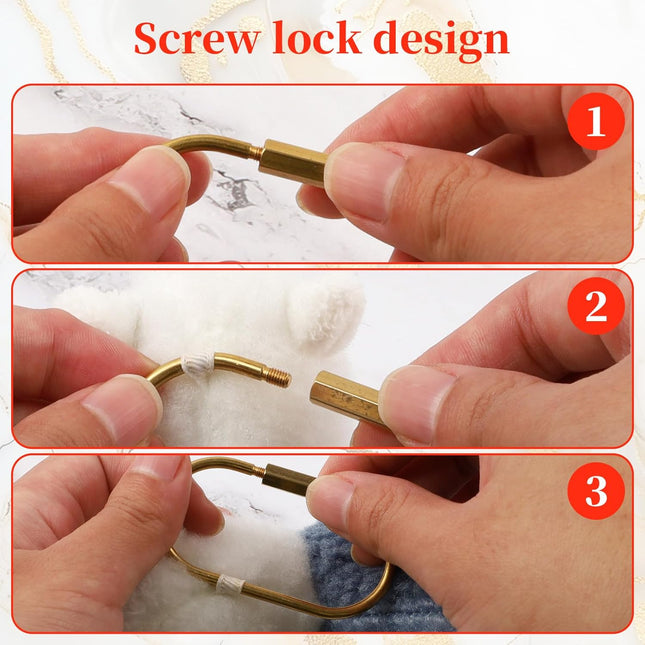 2-Pack Gold Brass Screw Lock Keychains with 4 Rings Gold Carabiner Key Ring – product detail