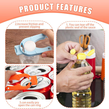 4-Pack Bottle Cap Opener - 3 in 1 Multi-Purpose Water Bottle Openers for Weak Hands, Seniors, Elderly - Plastic Water Bottle Opening Tool for Home, Kitchen, Camping, Travel On-Go - Get Lids Off Easily