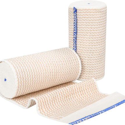 2 Pack 4" Premium Elastic Bandage Wrap, Reusable Hook and Loop Compression Wrap Bandage for Knees, Ankles, Wrists, Legs, Body