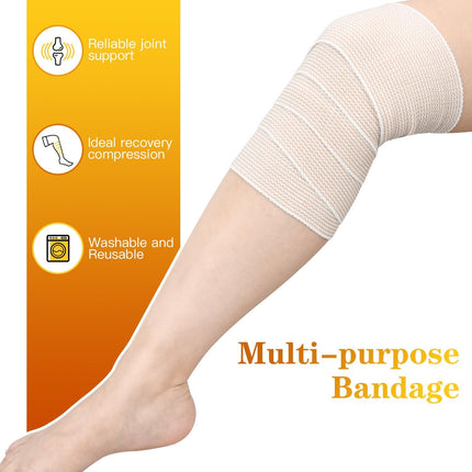 2 Pack 4" Premium Elastic Bandage Wrap, Reusable Hook and Loop Compression Wrap Bandage for Knees, Ankles, Wrists, Legs, Body