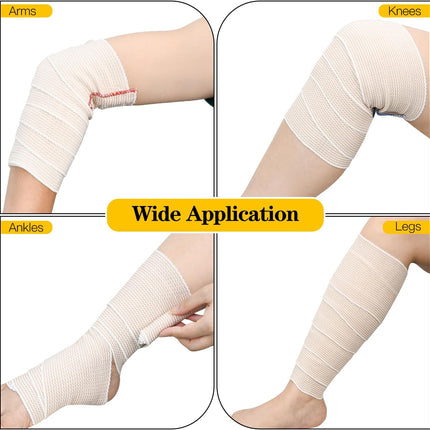 2 Pack 4" Premium Elastic Bandage Wrap, Reusable Hook and Loop Compression Wrap Bandage for Knees, Ankles, Wrists, Legs, Body