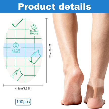 100PCS Self Adhesive Invisible Heel Anti Wear Sticker, Waterproof Transparent Thin Anti-Wear Foot Care Heel Protection Pad Stickers for Feet Heel Shoes Padding - Prevent Heels Rubbed 1.7×2.6in