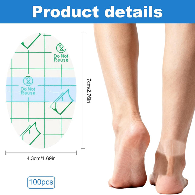 100PCS Self Adhesive Invisible Heel Anti Wear Sticker, Waterproof Transparent Thin Anti-Wear Foot Care Heel Protection Pad Stickers for Feet Heel Shoes Padding - Prevent Heels Rubbed 1.7×2.6in