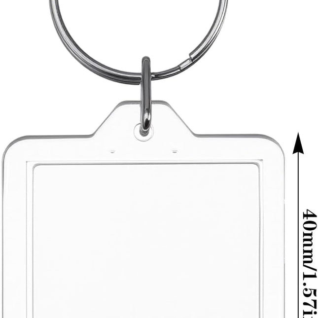 10PCS Acrylic Photo Keychain Blanks,Clear Blank Keychains Picture Frame Keychain Holder DIY Set for Bags Car Purses