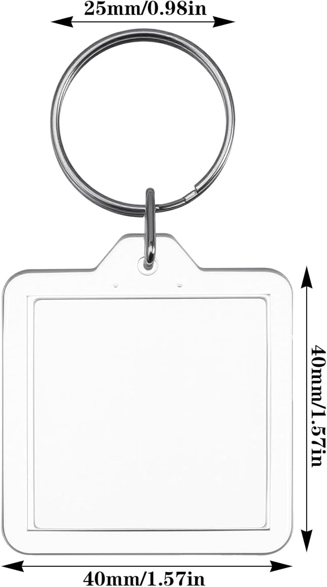 10PCS Acrylic Photo Keychain Blanks Clear Blank Keychains Picture Frame Keychain Holder DIY Set for Bags