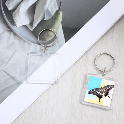 10PCS Acrylic Photo Keychain Blanks,Clear Blank Keychains Picture Frame Keychain Holder DIY Set for Bags Car Purses