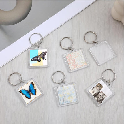 10PCS Acrylic Photo Keychain Blanks,Clear Blank Keychains Picture Frame Keychain Holder DIY Set for Bags Car Purses