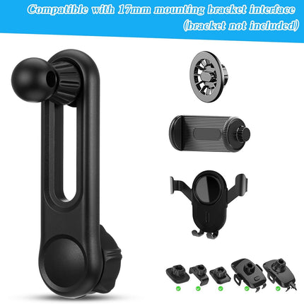 17mm Ball Mount Extension Arm, 360-Degree Rotatable Extender, 2.04 Inch Adjustable Length, Balls Mount Phone Extension Holder Arm 17mm Female to Male Ball Extender for Car Phone Holder, Black