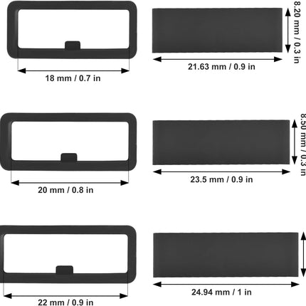 6Pcs Watch Band Loops Watch Strap Holder Loop Black Watch Band Strap Loops Watch Strap Keeper Holder Retainer Silicone Replacement Watch Strap Loop for Smart Sport Watch Wristband