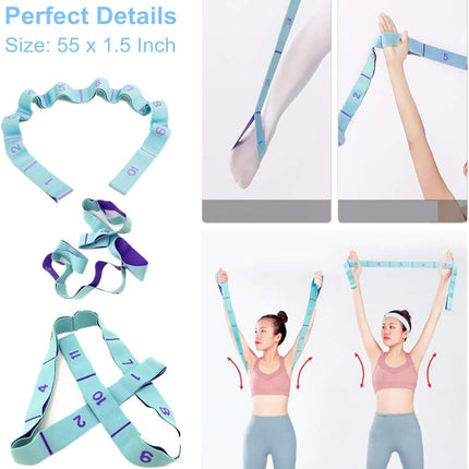 Nitpicker Stretching Straps Hamstring Stretcher Device Elastic Exercise Band Yoga mat Carrying Straps Leg Exercise Equipment Stretching Strap with Loops for Flexibility Stretch Strap 11 Loops
