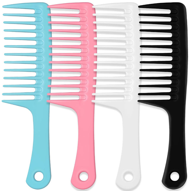 MODENGKGJIAN 4PCS Wide Tooth Detangling Comb Large Hair Styling Comb for Curly Wet Lg Hair (Multi-colored