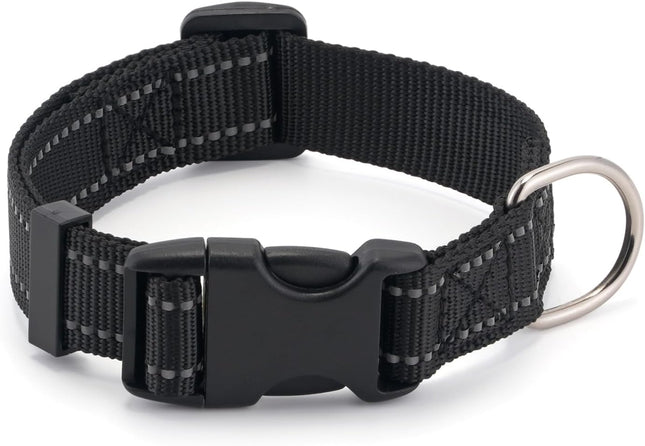 Dog Collar for Small Medium Dogs with Buckle Breathable Adjustable Nyl Reflective Dog Collars Black/Small