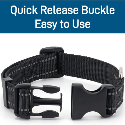 Dog Collar for Small Medium Dogs with Buckle, Breathable Adjustable Nyl Reflective Dog Collars, Black/Small