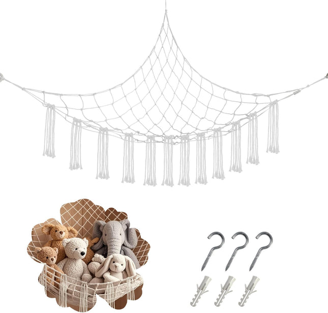 59 x 47 inches Stuffed Animal Hammock Corner Net Plushie Net for Stuffed Animals Corner Large in White