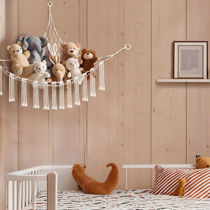 59 x 47 inches Stuffed Animal Hammock Corner Net, Plushie Net for Stuffed Animals Corner Large, Cott Hammock Holder for Home, Room, Wall, Bedroom Decor (White)