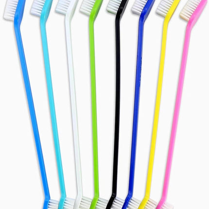 Petluno Dog Toothbrush Set of 8 - Dual Headed, Dental Hygiene Convenient Soft to Clean pet Teeth, Tooth Brushes for Small Large Dogs, Cats, and Most Pets, Teeth Brush in Bulk