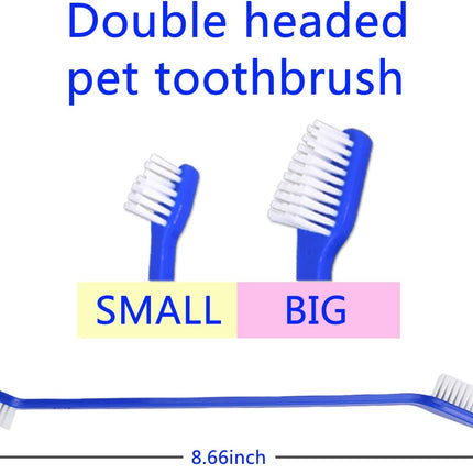 Petluno Dog Toothbrush Set of 8 - Dual Headed, Dental Hygiene Convenient Soft to Clean pet Teeth, Tooth Brushes for Small Large Dogs, Cats, and Most Pets, Teeth Brush in Bulk