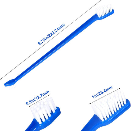 Petluno Dog Toothbrush Set of 8 - Dual Headed, Dental Hygiene Convenient Soft to Clean pet Teeth, Tooth Brushes for Small Large Dogs, Cats, and Most Pets, Teeth Brush in Bulk