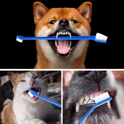 Petluno Dog Toothbrush Set of 8 - Dual Headed, Dental Hygiene Convenient Soft to Clean pet Teeth, Tooth Brushes for Small Large Dogs, Cats, and Most Pets, Teeth Brush in Bulk