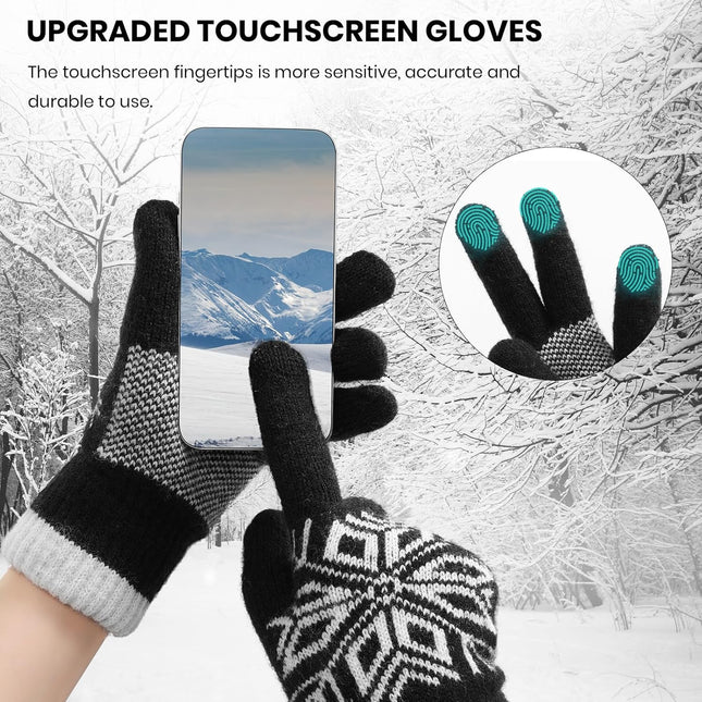 Winter Gloves for Women & Men Wool Winter Gloves Warm Thicken Fleece Touch Screen Glove for Cold Weather – product detail