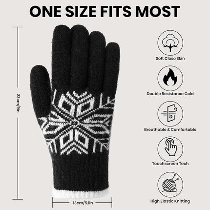 Winter Gloves for Women & Men Wool Winter Gloves Warm Thicken Fleece Touch Screen Glove for Cold Weather