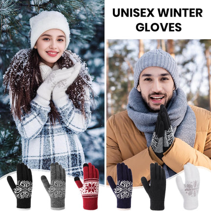 Winter Gloves for Women & Men Wool Winter Gloves Warm Thicken Fleece Touch Screen Glove for Cold Weather