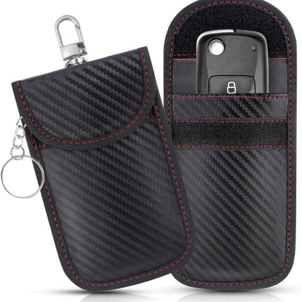 2 Pack Faraday Car Keycase Protective Bag rfid Signal Blocking Key Fob Protector Carbon Fiber Security Anti-theft Pouch Anti-Hacking Case Blocker Rfid Cage