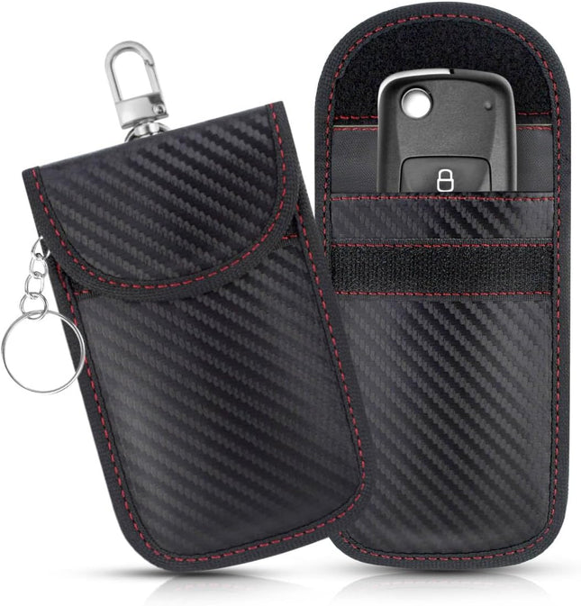 2 Pack Faraday Car Keycase Protective Bag rfid Signal Blocking Key Fob Protector Carbon Fiber